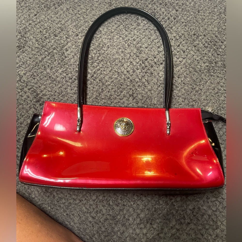 Red patent purse